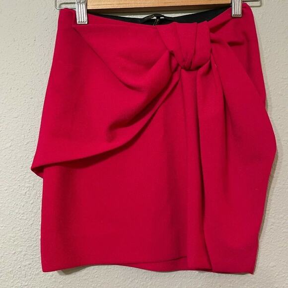 Maje Pink Straight Mini Skirt Bow Womens 4 Wrap Front Barbie Core Coquette Girly - Picture 1 of 7